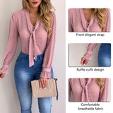 Chiffon Blouses Long Sleeve V-Neck New Fashion Women Shirt Office Blouse Slim Casual Female Polka Dot Top plus