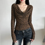 Autumn And Winter New Women's Fashion Retro Hot Girls Collar Hole Printing Bottom