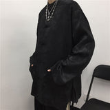 Women Man Blouse Dragon Print Harajuku Streetwear Chinese Style Stand Collar Buckle Vintage Black White Shirt
