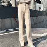 Pants Women Winter Warm Casual Lady Straight Pants High Waist Plus Size S~3XL Wide Leg Female Pantalon Woman