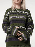 Long Sleeve Vintage Jacquard Sweater- Outfit