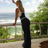 Contrast Spaghetti Strap Bodycon Maxi Dress- Outfit