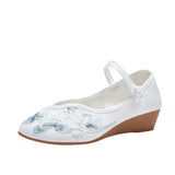 Zingj Not Include Shoe Box Pointed Shoes Single Shoes Spring And Summer Beef Tendon Bottom Lady Shoes Plate Buckle Embroidered Cloth Shoes With Cheongsam Women's