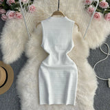 Zingj Temperament Waist Slim V Collar Sleeveless Vest Knit Dress Female 2023 Summer New Show Thin Package Hip