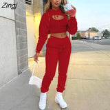 Autumn Fleece Pink 3 Three Piece Sets Tracksuit Women Outfits Sweatsuits Long Sleeve Hoodies Crop Top And Pants Sets