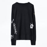 Graffiti Embroidered Pullovers Women Spring Autumn Cotton Loose Sweatshirt Streetwear Design Fashion Tracksuit Ropa