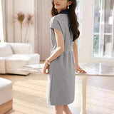POLO Collo Colling Pinyin Long Dresses Mid-Long Dresses 2025 Summer New Casual Sports Sleeve