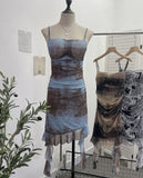 Real Shooting Sexy Sling Dress Girl Summer Babes Thin With Chest Cushion Lotion Side Ribbon Mesh Vest Dress