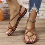 Zingj Sandals Women Summer 2024 New Woven Solid Color Herringbone Toe Casual Women's