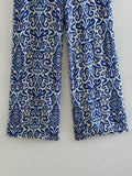 Blue Print Wide Leg Pants Women High Waisted Trousers Women Casual Baggy Pants Woman Fashion Summer Women's Pants
