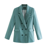 2021 spring blazer + pant two peice set women double breasted suit jacket high waist