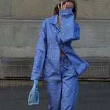 Zingj Women's Cartoon Print Fashion Suit 2024 New Loose Shirt High Waist Trousers Two Women-Outfit