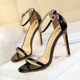 Zingj Fashion Ultra High Heel Patent Leather Open Toe With Sandals Summer Sexy Nightclub Women High