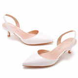 Cm Large-Size Fine-Heeled Pointed Sandals Behind The Cool Striped High Heels White High Heels Women's Golden Wedding