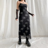 Zingj Dark Wind Cool Girl Dirty Print 2023 Summer New Women's Street Spice Girl Sling Long Skirt
