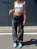 Waist Jeans Women Baggy Jeans 2021 New Fashion Straight Leg Pants Y2k Denim Trousers Vintage Loose Blue Washed Mom