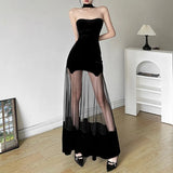 Autumn And Winter New Women's Fashion Sexy Hanging Neck Bare Back Mesh
