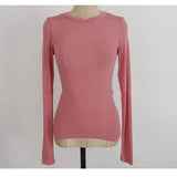 Fashion Round Neck Tops Long Sleeve Cotton T Shirt Slim T-shirt Women 2021 Basic Korean Tees Sexy Thin T-shirt See