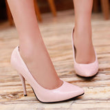 SGESVIER Female Sexy Thin High Heel Fashion Pointed Toe Pumps Slip On Dress Spring Autumn Shoes Plus Size 48 Blue Pink Black