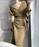 Women's Autumn Winter New Retro Temperament V-neck Sexy Backless Slim Knitted