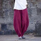 Cotton And Linen Loose Casual Stitching Solid Color