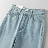Zingj Fashion Women's Fashion Autumn New Style High-Waisted Wide-Legged Straight Trousers To Wash And Grind White Denim