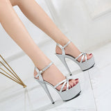 Zingj Knot Show Artifact Model High Heels Heel Sexy Black Waterproof Platform 15Cm Hate Heaven