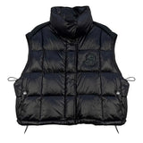 European Goods Trend Down Vest Female 2024 Winter New Fashion Splicing Loose Stand Collar Show Thin Warm Outside Wear Vest-Outfit