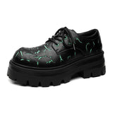 2025 New Men's Leather British Platform Casual Derby Shoes Full Wear Crack Low Top