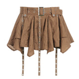 Zingj Rock Irregular Hem Chicken Eye Ribbon High-Waisted Skirt Spring / Summer 2023 New