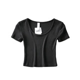 Zingj New Spring And Summer Slim Short Sports Short-Sleeved T-Shirt Women's Solid Color Fitness Stretch Running Yoga