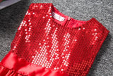 Party Princess Dress For Girl Red Sequins Bow Christmas Vestido Natal Baby Girl Clothes Santa Claus Cosplay Costume For