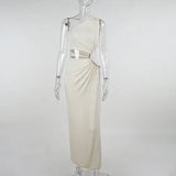 2022 Summer Sleeveless Backless Cut Out Maxi Dress Outfits for Women Sexy Club Party Split Dresses Gown
