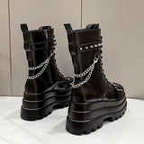 Autumn And Winter Women's Heightening Boots In The Barrel Of The Shoes British Style Martin Boots Large Size Women's Shoes Round Head Thin