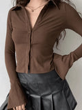 Polo Neck Long Sleeve Rib Blouse- Outfit