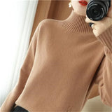 Zingj New Half High Collar Twist Thick Sweater Female Contracted All-Match Inside The Autumn Winter Solid Color Bottom Sweater-Outfit