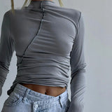Split Line Long Sleeve Half Turtleneck