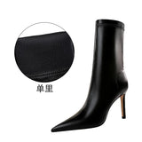 Zingj Winter Fashion Simple Thin Heel High Heel Pointed Head Sexy Nightclub Show Thin Short Boots Women Thin