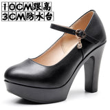 Head Buckle Waterproof Table 8CM High Heel Women's Shoes Thick-Soled Model Show Shoes Coarse Heel Work Shoes Silver Single