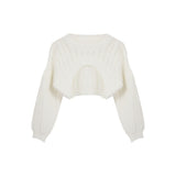 Shrugs Women Solid Loose Crop Top Hollow Out Designer Hipster New-arrival Soft Teenagers Full Sleeve All-match