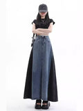 Zingj Design Sense Retro Thin Color Denim Skirt Tall Cover Meat High Waist Color Skirt Female Spring And
