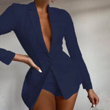 Fashion Polo Collar Long-sleeved Solid Color Casual Temperament Small