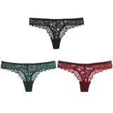 3PCS/Set Sexy Panties Women Low-waist Briefs Female Lace Embroidery Underwear Transparent G String Underpant