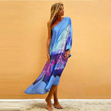 Boho Printed Off Shoulder Kaftan Plus Size Women Clothes Summer Sexy Beach Wear Tunic Casual High Street Dresses