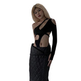 Summer New Fashion Sexy Hottie Body Open Waist Hollow Splicing Joint