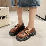 Zingj 2024 New British Style Black Leather Shoes With Mary Jane Shoes-Outfit