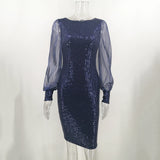 vintage Glitter Long sleeve Sequin summer dress women club Pary dresses Autumn office bodycon woman dress clothes