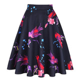 Women's Runway Cotton Retro Vintage Skirt Black Faldas High Waist A Line Rockabilly Jupe 50s Swing Umbrella Skirts Pin Up