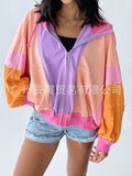 New Ins Ladies Autumn Coat ¡¤ Fresh Cotton Hoodie Color Hooded Oversized Jacket-Outfit