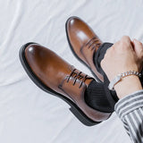 Zingj Leather Shoes Men New British Style Casual Men Business Dress Black Groom Wedding Shoes